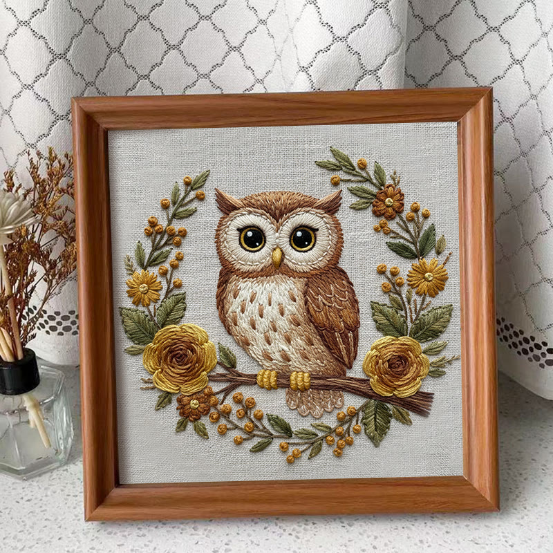 Rubbyoo Embroidery Kit - Flower Owl | Cute Animal Art | Handmade Desk Decor - Embroidery Kit Plus An Extra Frame - image 10
