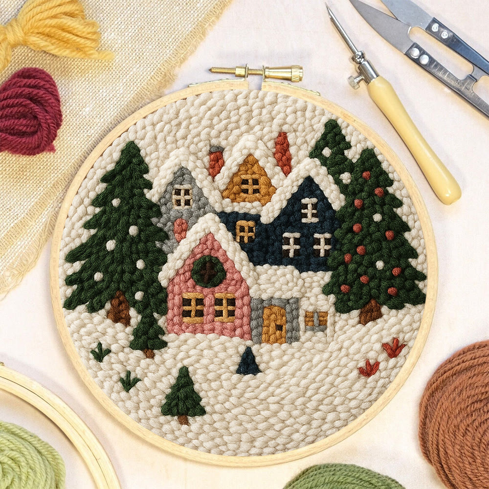 Snowy Village Punch Needle Kit – Simple DIY Project | Cozy Holiday Display - image 6