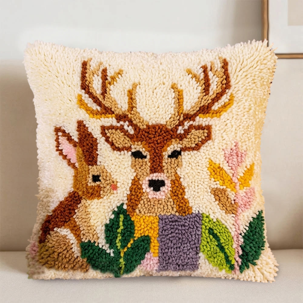 Rubbyoo Latch Hook Pillow Kit - The Deer And The Rabbit | Lovely Animal Handicraft | Decorative Cushion Cover  - image 5