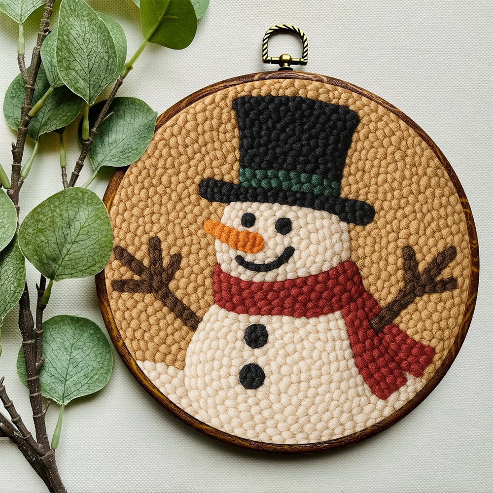 Cheerful Snowman Punch Needle Kit – Beginner-friendly Winter Stitch Kit | Festive Holiday Wall Art - image 6