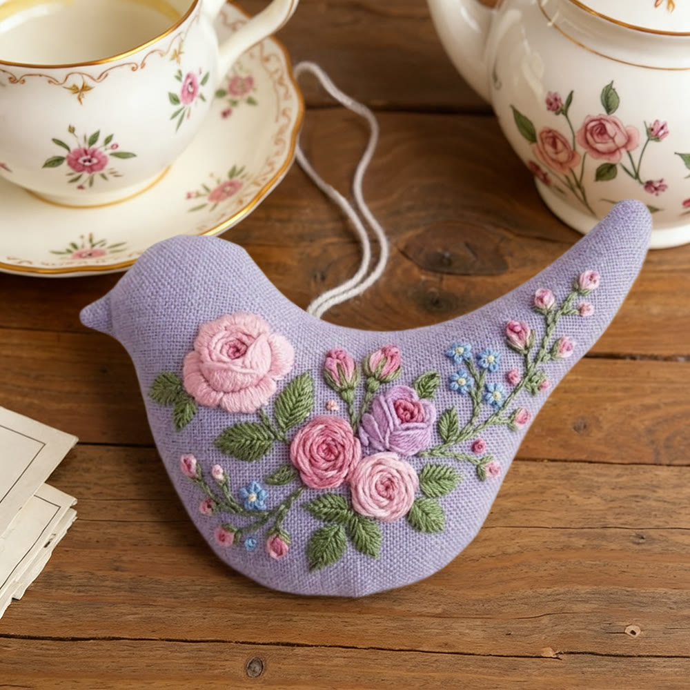 Rubbyoo Bird-shaped Embroidery Kit - Rose Love | Diy Spring Decorations | Gift For Mom - image 5