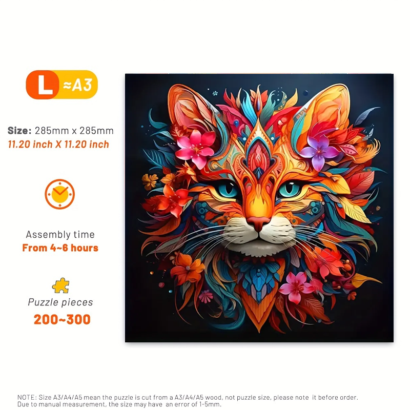 Cat As Beautiful As Flowers - Wooden Jigsaw Puzzle