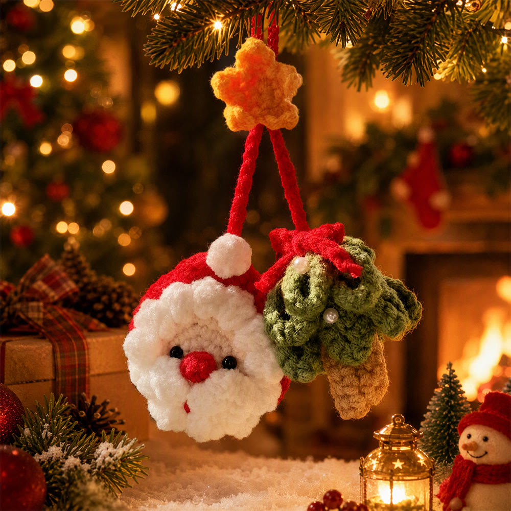Rubbyoo Crochet Santa Claus Ornament – Handmade Christmas Car Charm | Charming Xmas Tree Decor - image 2