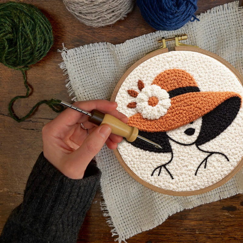 Floral Hat Lady Silhouette Punch Needle Kit - Fun Handcraft Option | Beginner Friendly Home Accent Pick - image 6