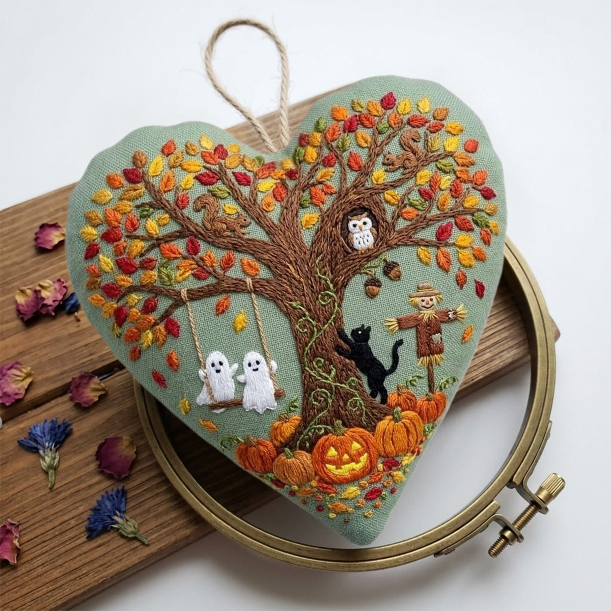 Rubbyoo Heart Embroidery Kit - Halloween Farmhouse | Easy-to-do Handmade Ornament | Cute Cartoon Halloween Pattern  - image 5