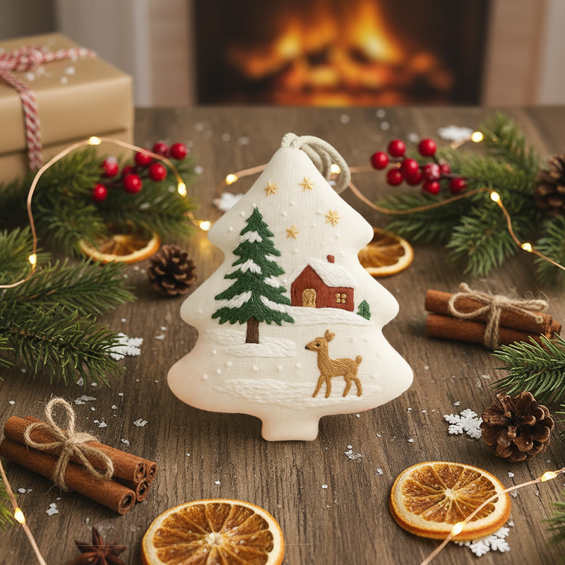 Rubbyoo Tree-shaped Embroidery Kit - Winter Deer | Diy Craft Kit | Beginner Embroidery Pattern - image 5