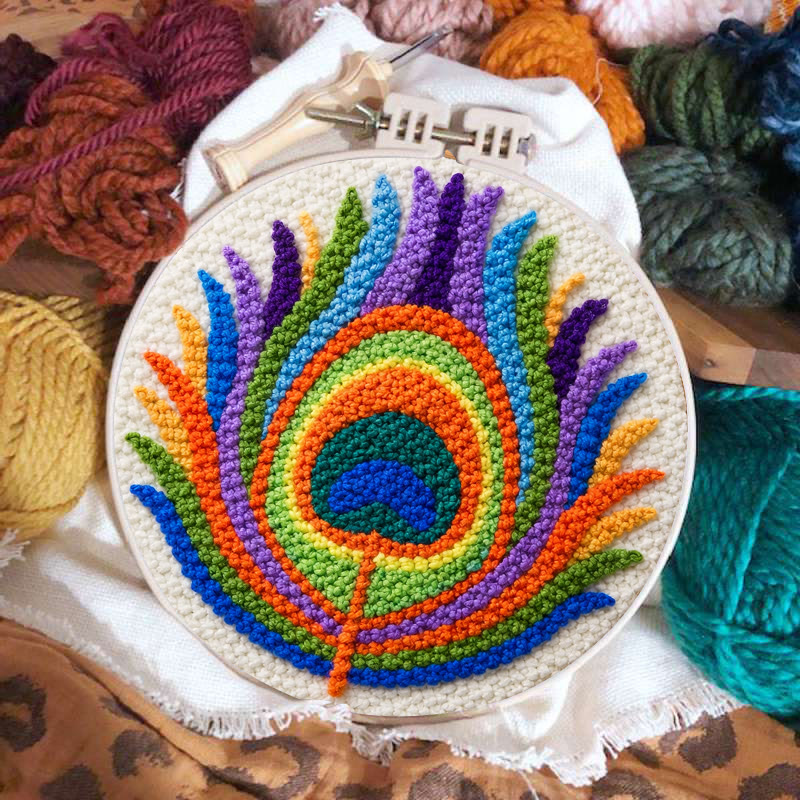 Peacock Feather Punch Needle Kit - Creative Yarn Art | Nice Hanging Ornament - image 4