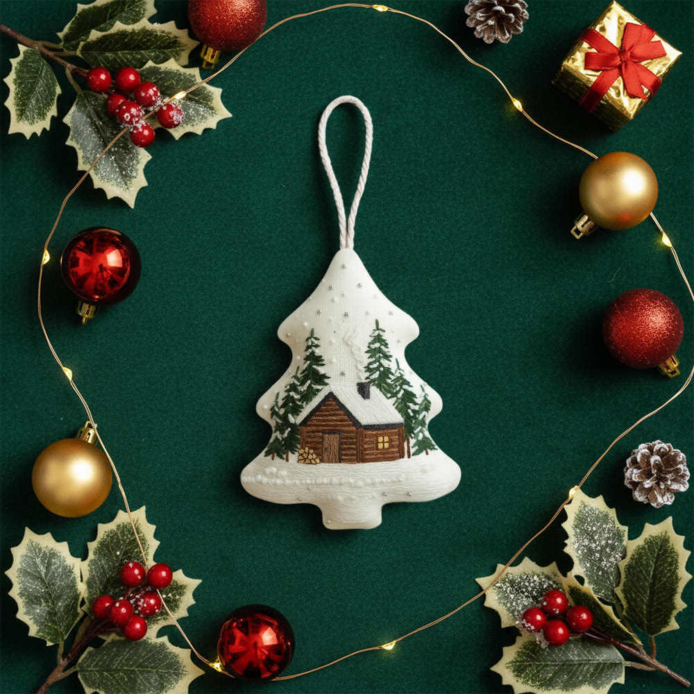 Rubbyoo Tree-shaped Embroidery Kit - Big House | Diy Christmas Decorations | Unique Landscape Pendant - image 10
