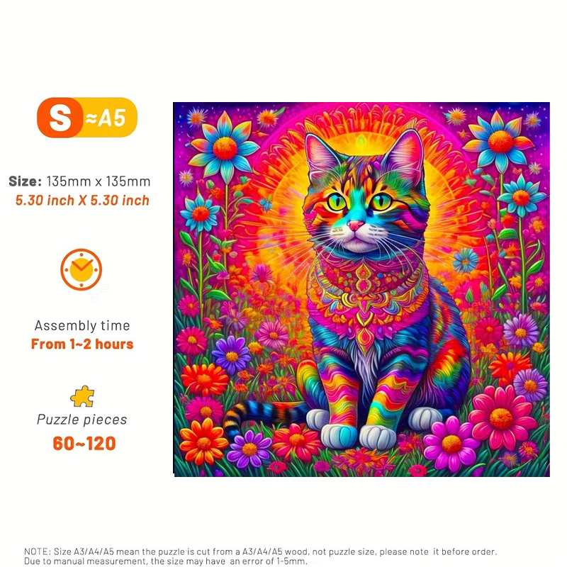 Flower Cat - Wooden Jigsaw Puzzle