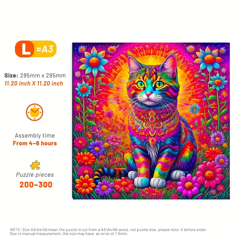 Flower Cat - Wooden Jigsaw Puzzle