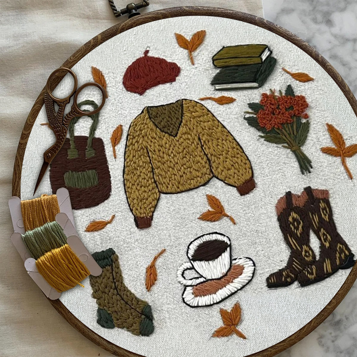 Rubbyoo Embroidery Kit- Autumn Sweatshirt| Diy Kit For Beginners  Cozy Crafts - image 7