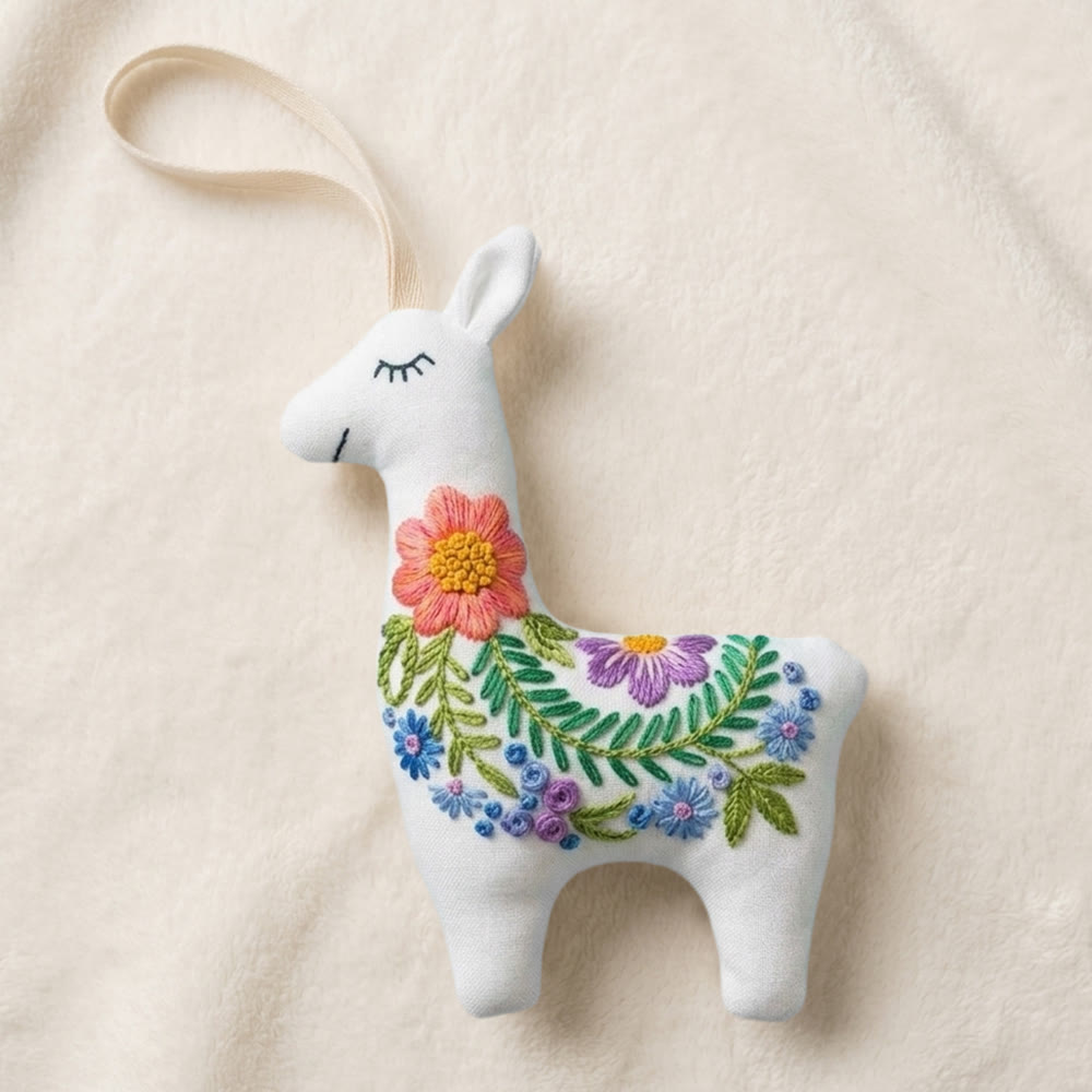 Rubbyoo Llama Embroidery Kit - Floral Garland | Unique Handmade Gift | Modern Nursery Wall Decor - image 7
