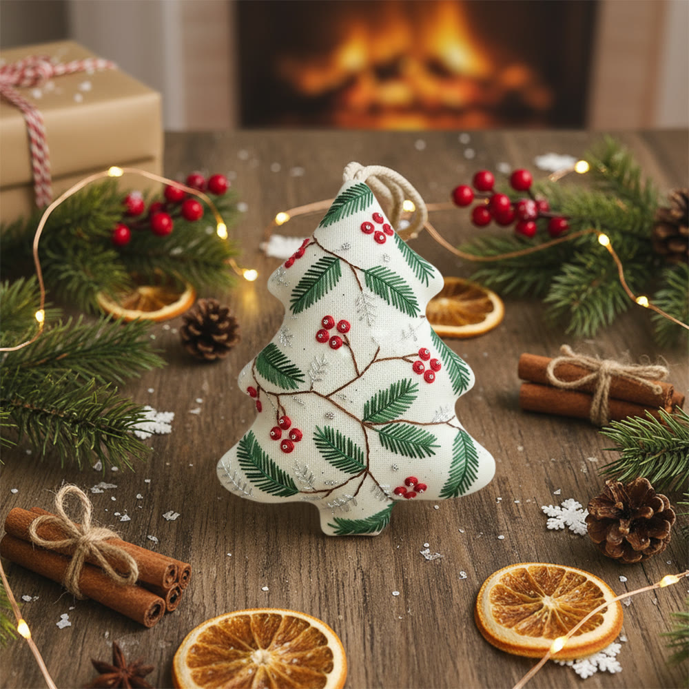 Rubbyoo Tree-shaped Embroidery Kit - Christmas Holly | Holiday Home Decoration | Diy Stitch Craft  - image 4