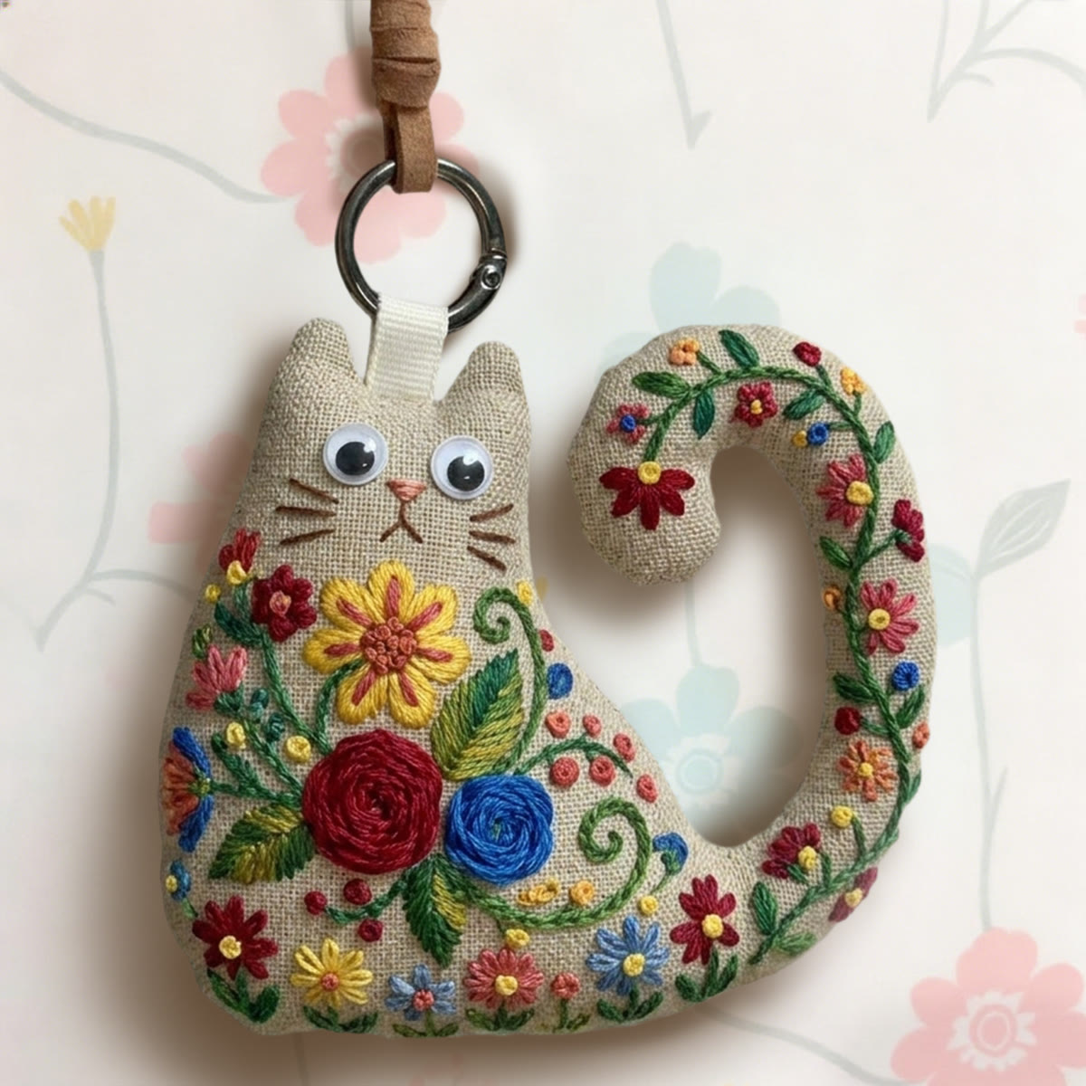 Rubbyoo Cat Embroidery Kit - Red Rose And Blue Daisy | Personalized Gift For Her | Nursery Wall Decor - image 4