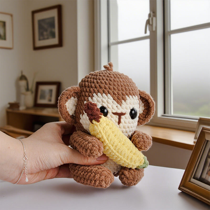 Diy Handmade Little Monkey Crochet Kit - Animal Sewing Craft | Starter Needle Set - image 3