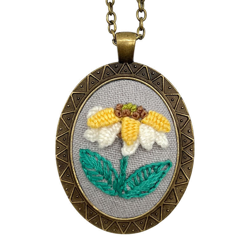 Hand Embroidered Pendant Necklace - Pattern 8 - image 12