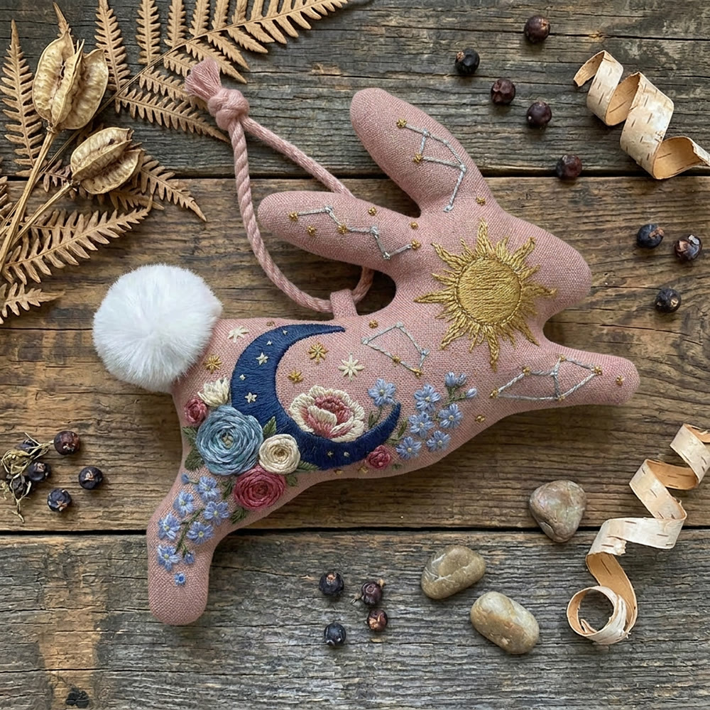 Rubbyoo Rabbit Embroidery Kit -  Golden Sun & Constellation | Exquisite Floral & Cosmic Motif | Healing Easy-to-do Needlework Project - image 5