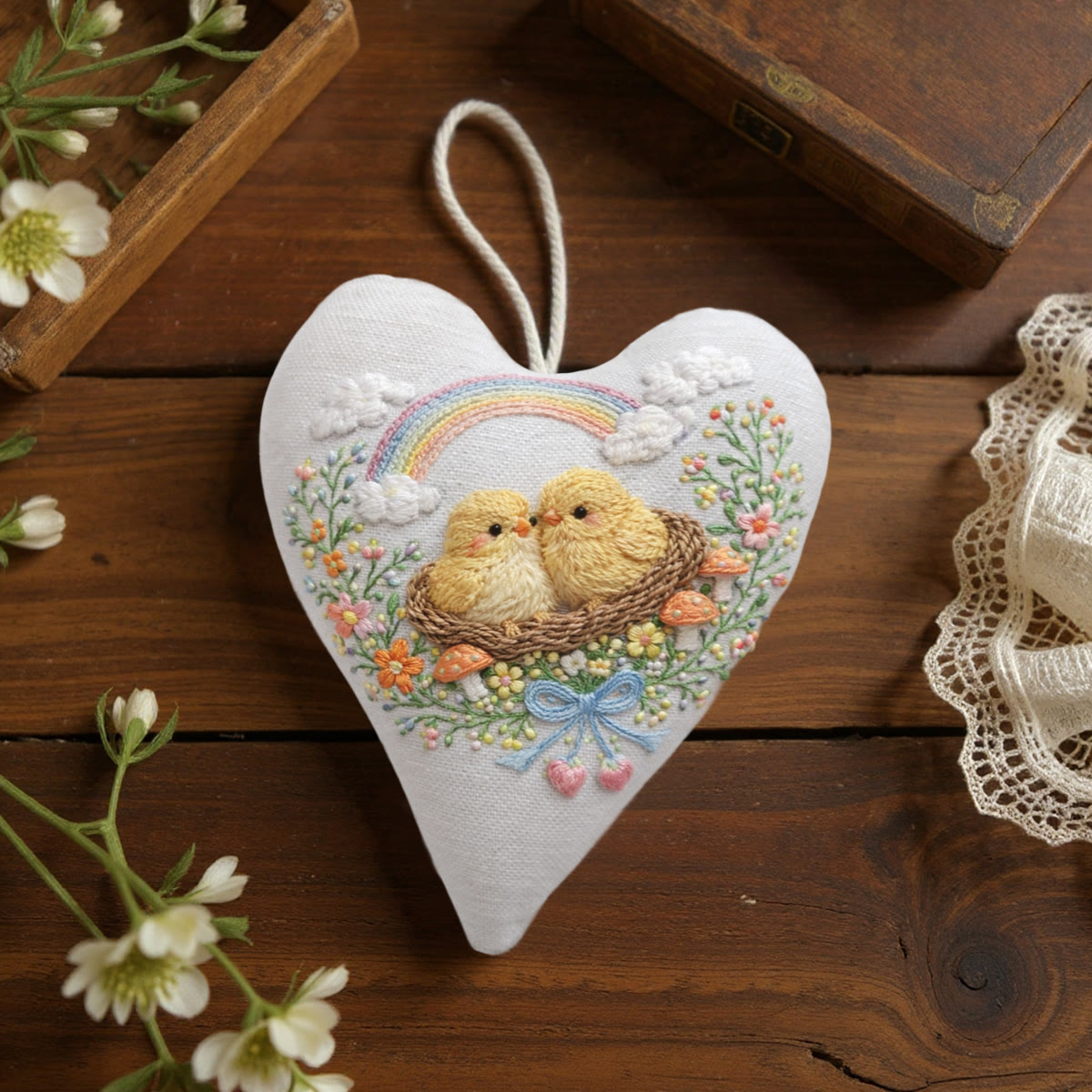 Rubbyoo Heart Embroidery Kit - Rainbow Nest Chicks | Exquisite Embroidery Craft | Top Gifting Pick - image 7