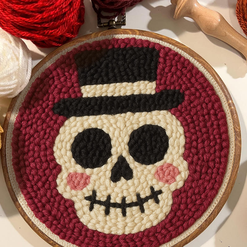 Halloween Skull Punch Needle Kit - Diy Yarn Art | Holiday Home Decor - image 5