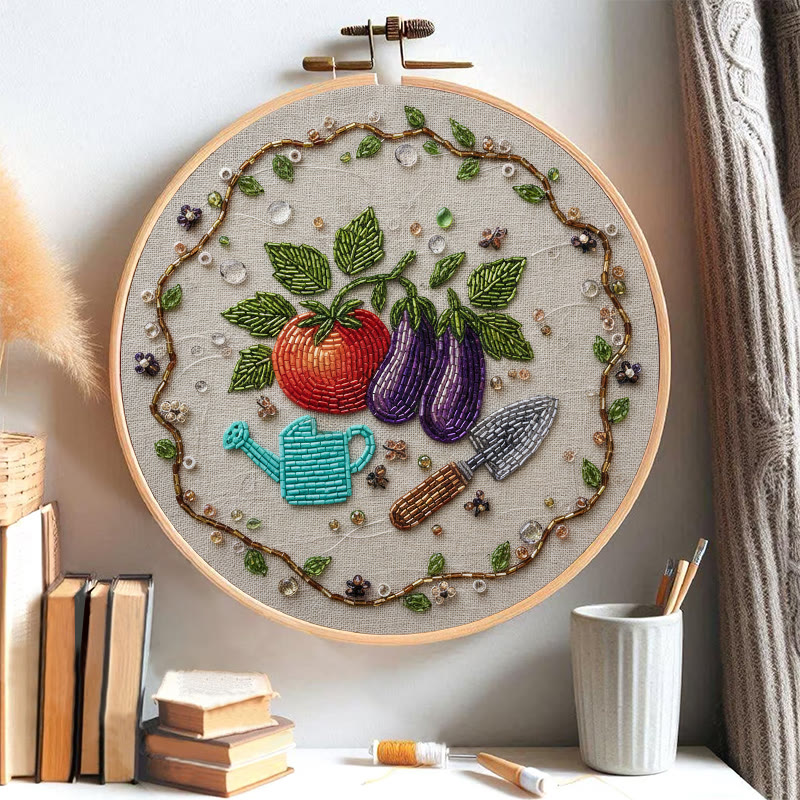 Rubbyoo Bead Embroidery Kit - Vegetable Planting | Easy Handmade Craft | Diy Decorative Hoop Art - image 5