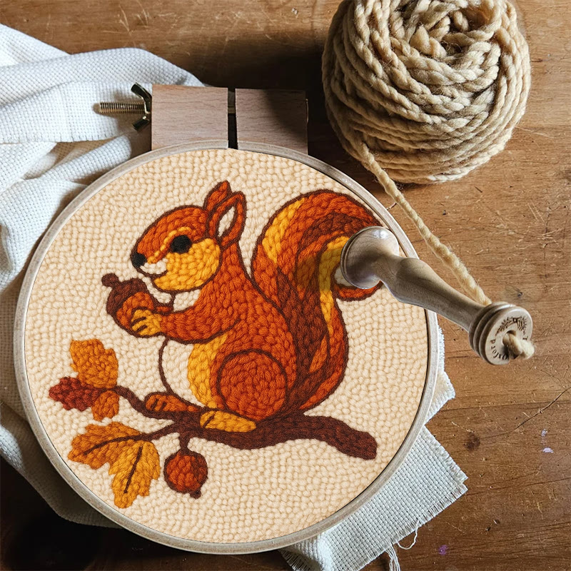  Little Squirrel Punch Needle Kit - Cute Animal Artcraft |  Beginner Handmade Coaster - image 4