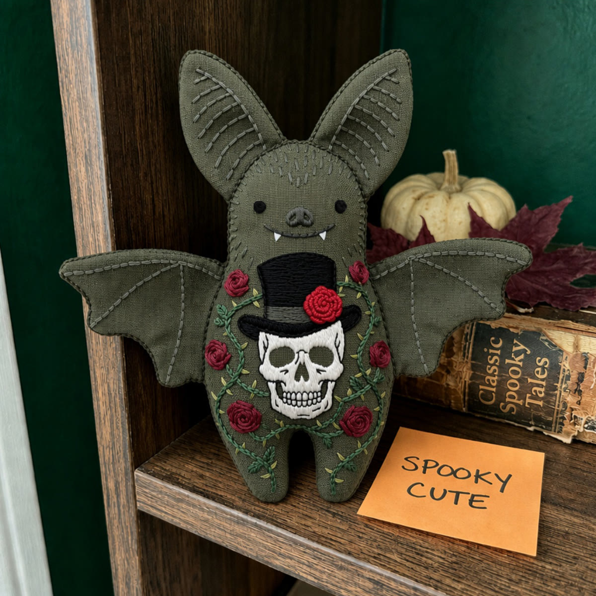 Rubbyoo Bat Embroidery Kit - Skull In Top Hat | Romantic Dark Aesthetic Craft | Victorian Gothic Halloween Decor - image 3