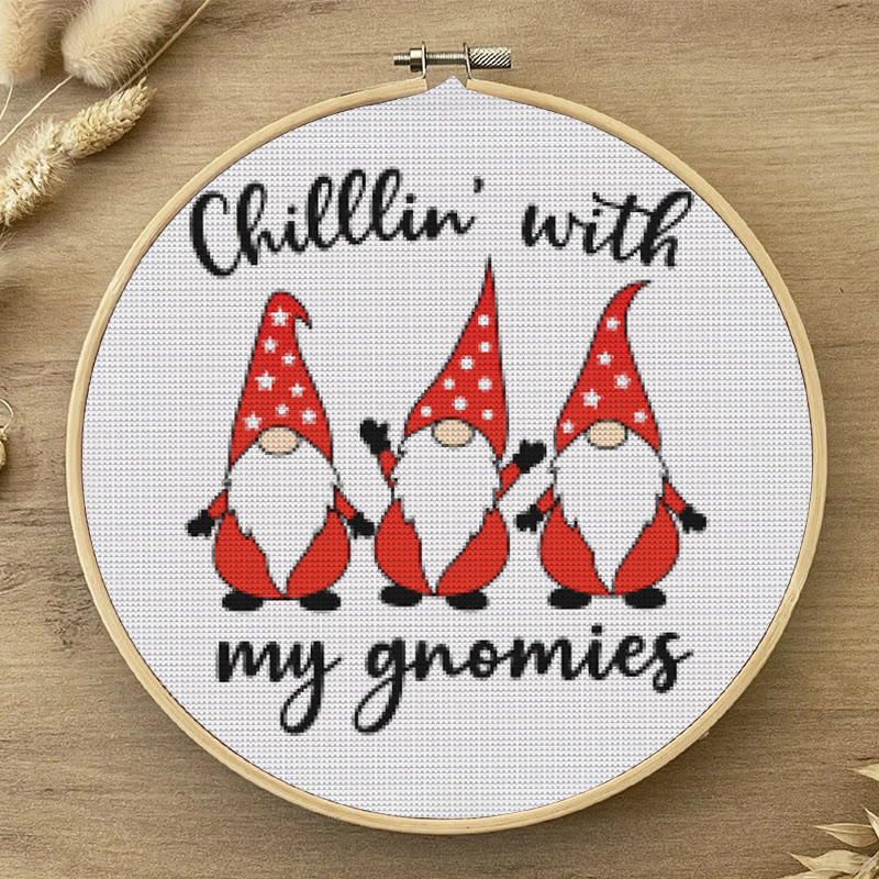  Cross Stitch Kit - Chill With Gnomies | Holiday Handmade Craft | Diy Christmas Gifts - image 4