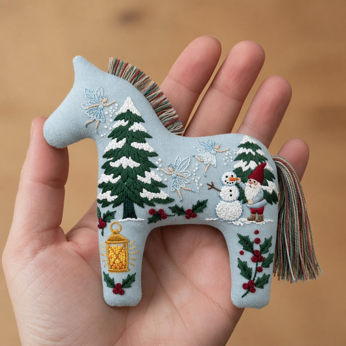 Rubbyoo Dala Horse Embroidery Kit - Christmas Gnome | Unique Secret Santa Gift | Holiday Hanging Decor - image 7
