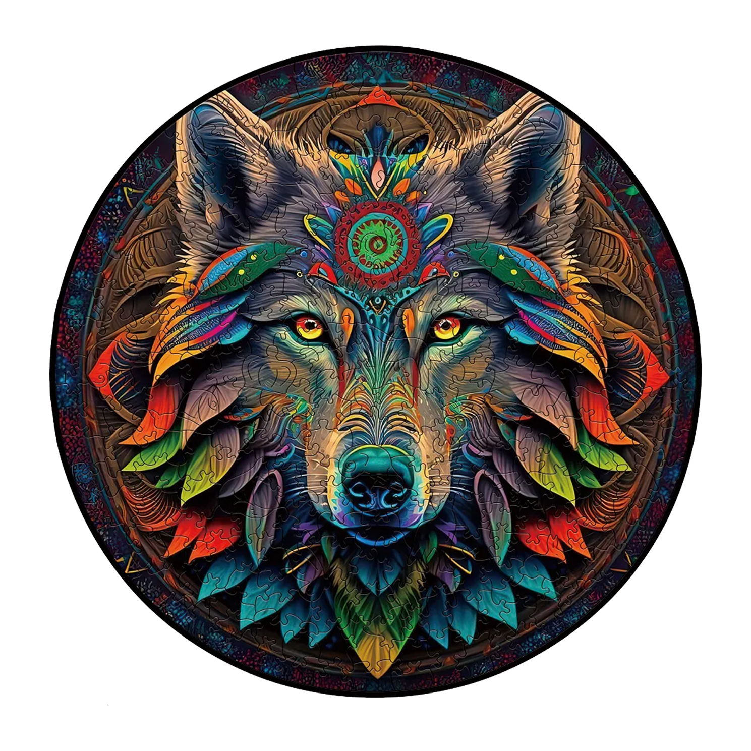 Mandala Wolf - Wooden Jigsaw Puzzle