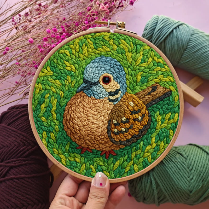 Little Sparrow Punch Needle Kit - Animal Yarn Craft | Relaxing Handmade Artwork - image 5