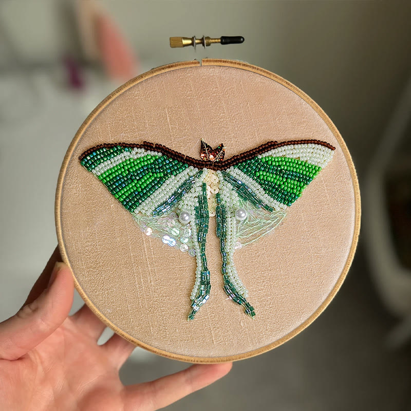 Rubbyoo Bead Embroidery Kit - Green Luna Moth | Exquisite Handmade Craft | Nice Home Decor - image 6