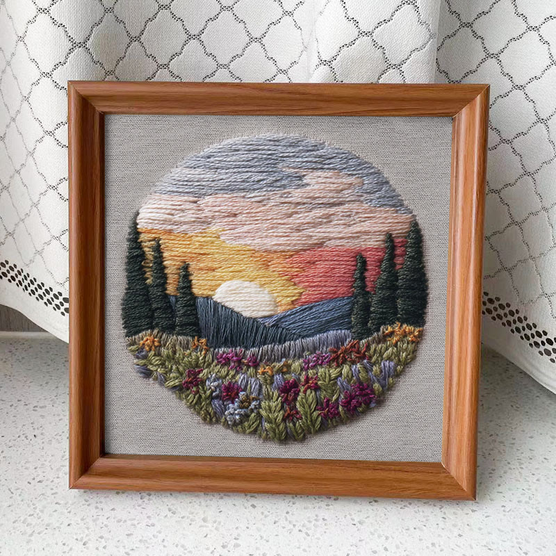 Rubbyoo Embroidery Kit - Beautiful Sunset | Diy Hoop Art | Decorative Handmade Craft - Embroidery Kit Plus An Extra Frame - image 8