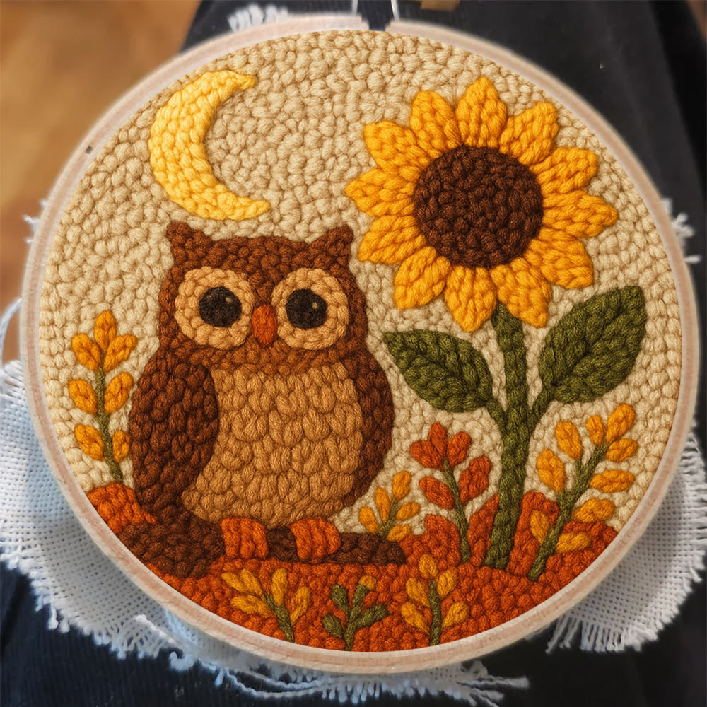 Autumn Owl Sunflower Punch Needle Kit - Gift For Diy Enthusiasts | Cozy Home Decor  - image 8