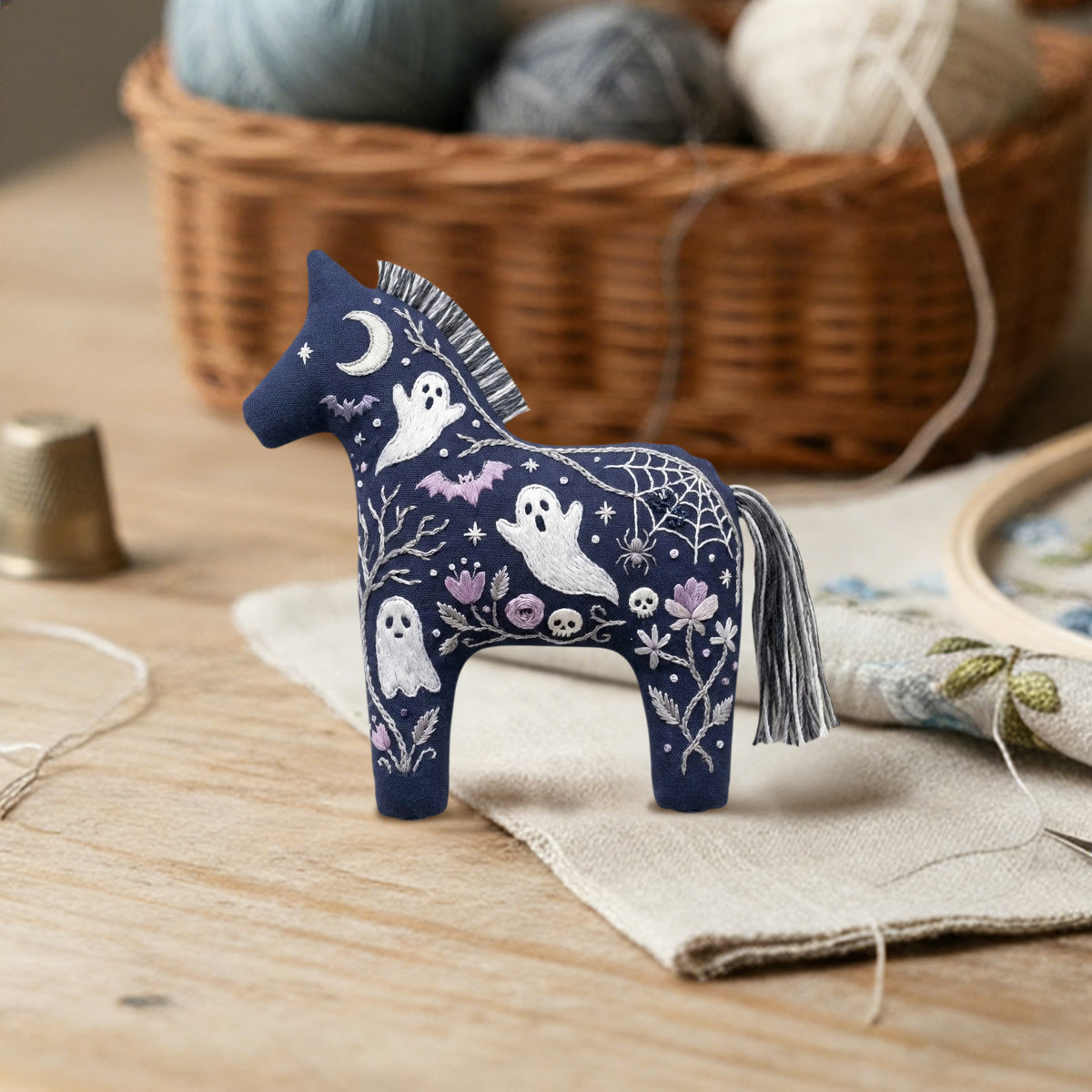 Rubbyoo Dala Horse Embroidery Kit - Spooky Ghost | Halloween Gift | Gothic Home Decor - image 4