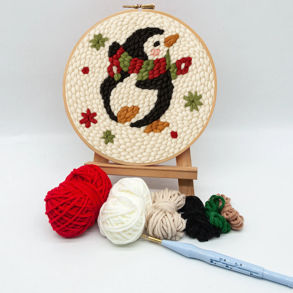 Cute Penguin Punch Needle Kit - Christmas Tree Hanging Craft | Nice Handmade Christmas Gifts For Child - image 10