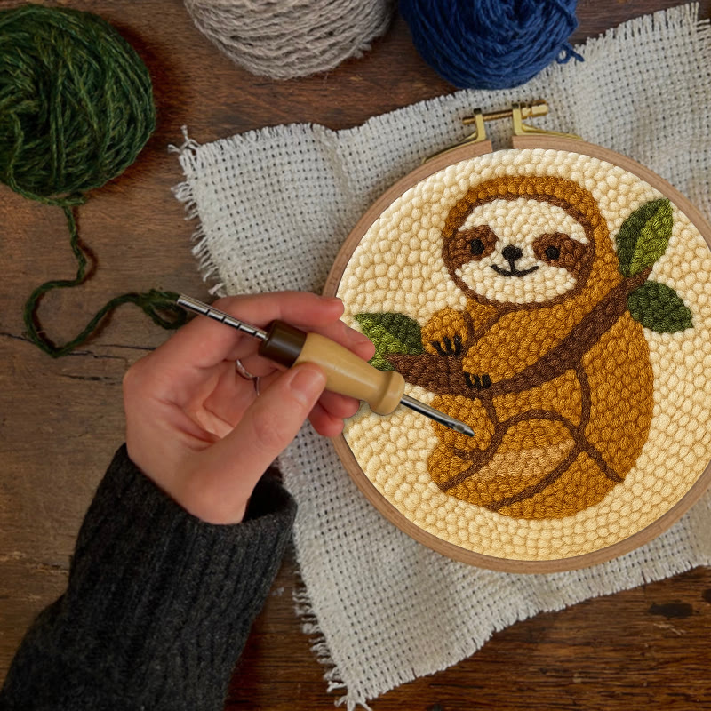 Climbing Sloth Punch Needle Kit - Adorable Animal Craft | Diy Desk Decor - image 6