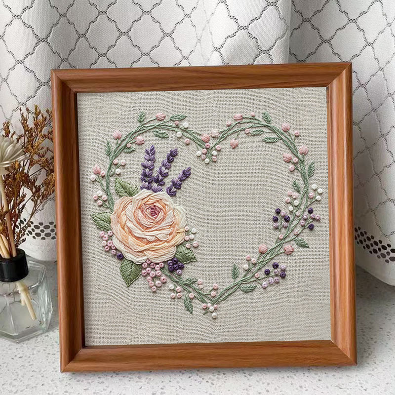 Rubbyoo Embroidery Kit - Charming Love | Handmade Floral Needlework | Nice Wall Ornament - Embroidery Kit Plus An Extra Frame - image 9