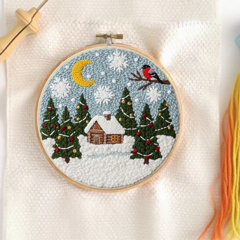 Christmas Snow Cottage Punch Needle Kit – Beginner Craft | Charming Christmas Wall Decor - image 6