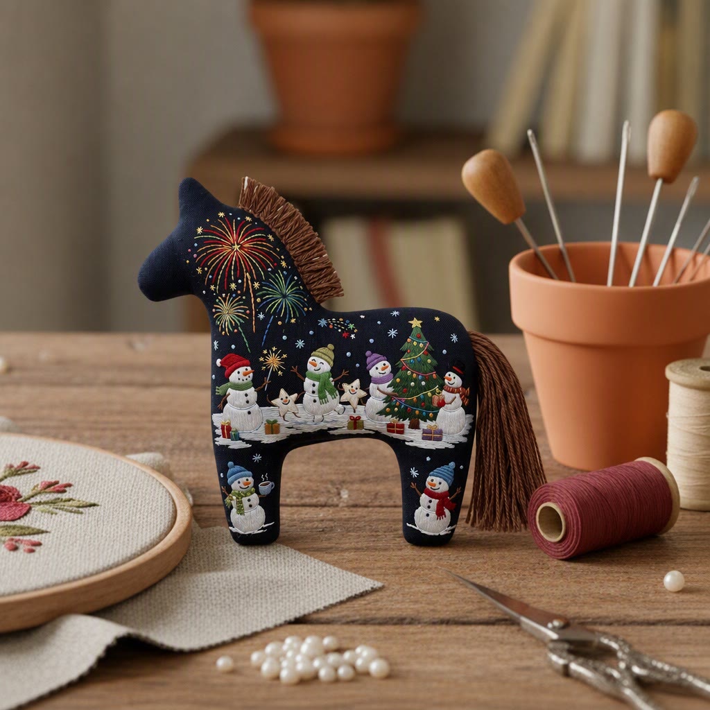 Rubbyoo Dala Horse Embroidery Kit - Merry Christmas Eve Carnival | Adorable Fairytale Party Accent | Nursery Room Cozy Festive Decor - image 5