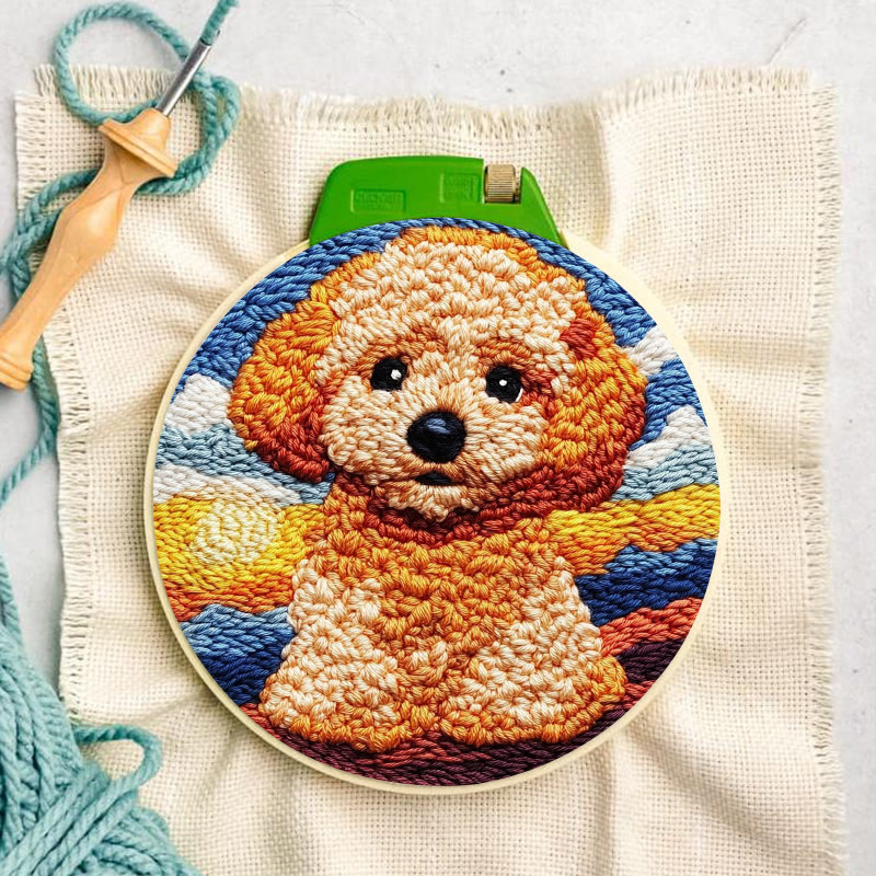  Poodle Dog Punch Needle Kit - Adorable Puppy Craft | Unique Handmade Artwork  - image 7