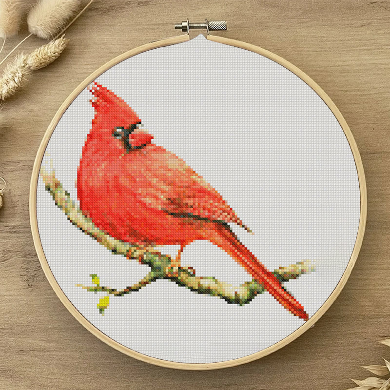 Cross Stitch Kit - Red Cardinal | Handmade Christmas Ornaments | Easy Bird Needlepoint  - image 4