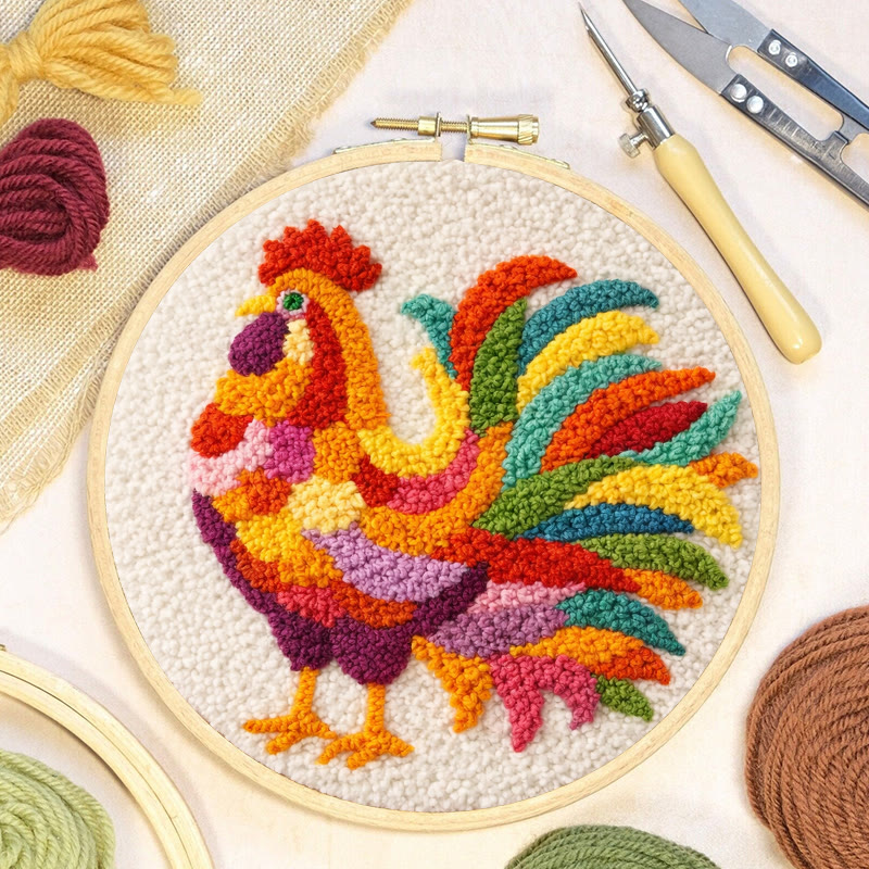 Vivid Rooster Punch Needle Kit - Simple Handcraft | Must-have Gift Option - image 7