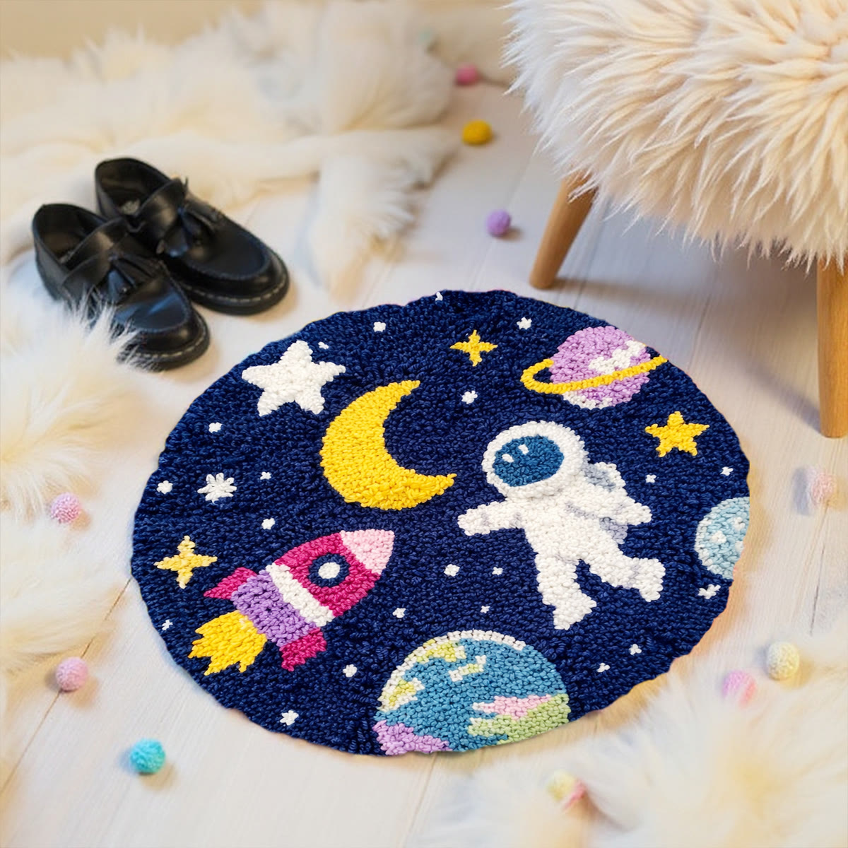 Rubbyoo Latch Hook Rug Kit - Astronaut Space | Diy Planet Carpet | Unique Handmade Craft  - image 6