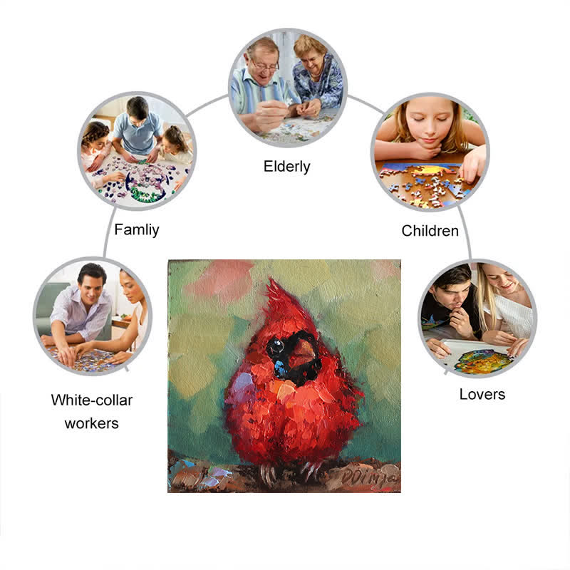 Rubbyoo Red Cardinal - Wooden Jigsaw Puzzle