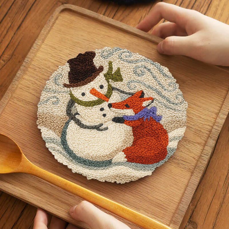 Fox And Snowman Punch Needle Kit - Winter Animal Artwork | Unique Christmas Collection  - image 11