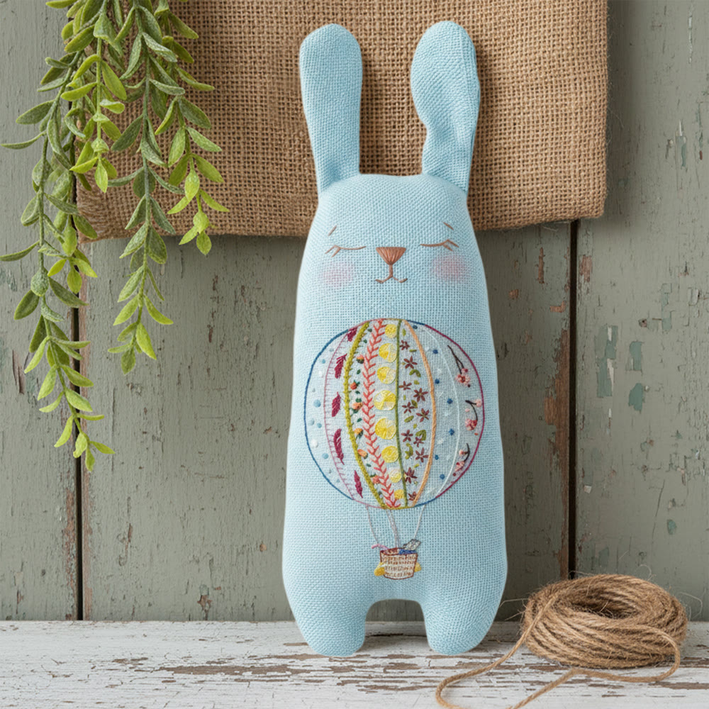 Rubbyoo Bunny Toy Embroidery Kit - Hot Air Balloon | New Baby Shower Gift | Boho Nursery Decor - image 3