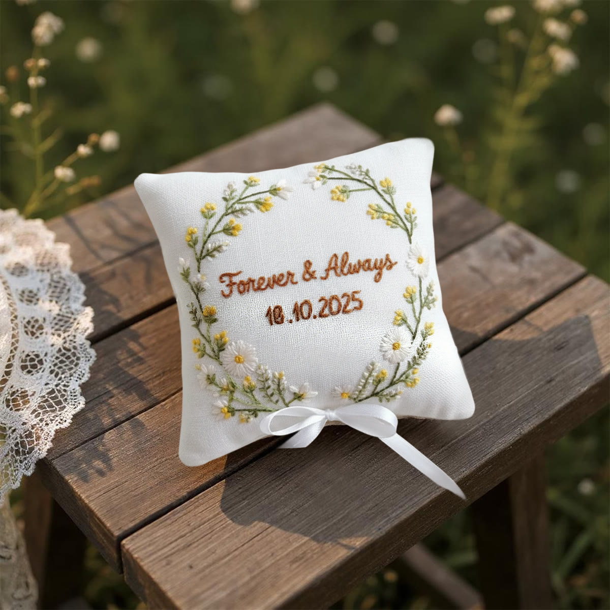 Rubbyoo Personalized Ring Bearer Pillow Embroidery Kit - Daisy Yellow Flower Wreath | Beginner Diy | Weddings Anniversaries - image 10