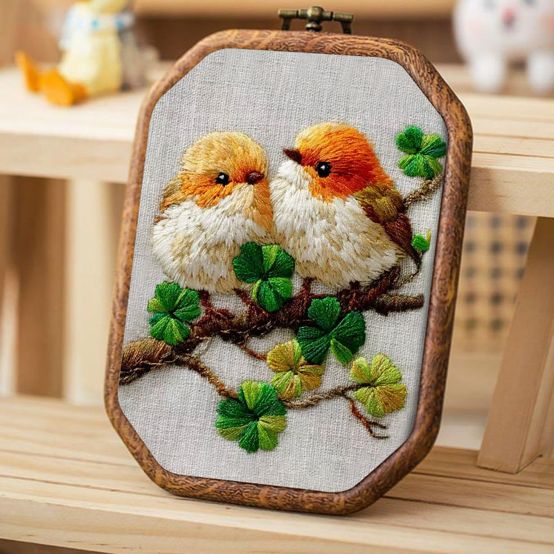 Rubbyoo Embroidery Kit - Twin Birds And Clover | Modern Decorative Craft | Perfect For Beginner Diy - image 3