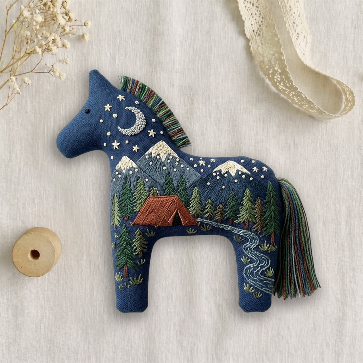 Rubbyoo Dala Horse Embroidery Kit - Snow-capped Mountains | Nature Lover Gift | DIY Handmade Craft - image 3