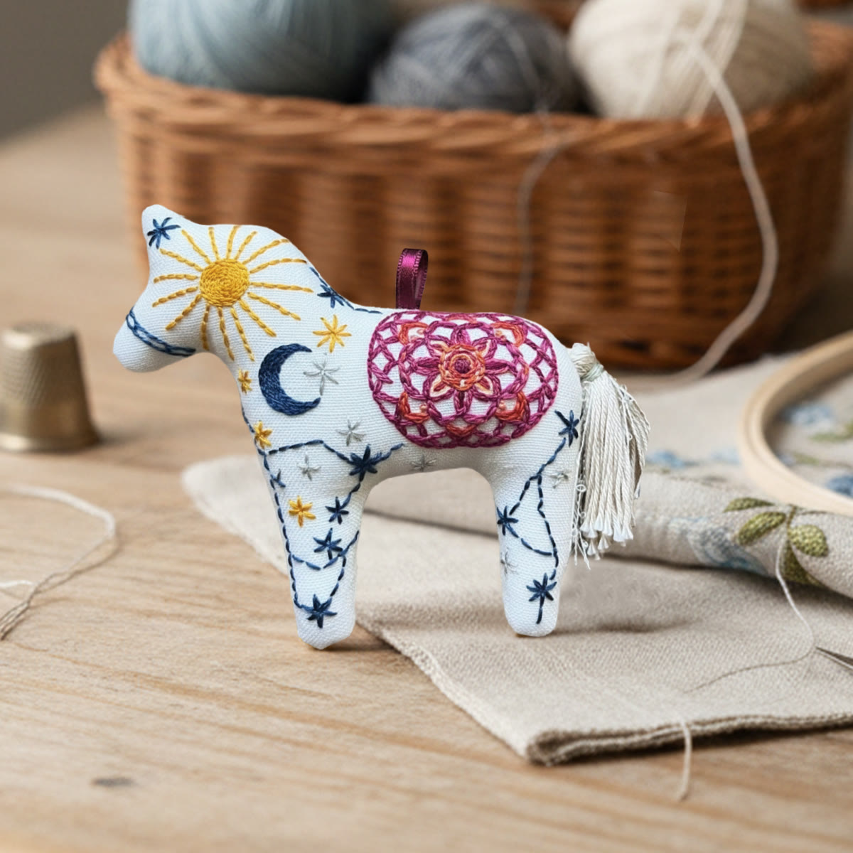 Rubbyoo Horse Embroidery Kit - Celestial Moon And Sun | Unique Hanging Decor | Nice Gift Idea - image 6